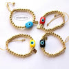 Wholesale Jewelry Retro Geometric Gold Plated Copper Beaded Handwoven Bracelet For Women