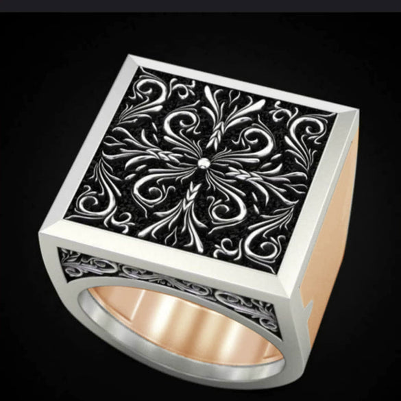 Wholesale Jewelry Retro Geometric Hollow Copper Ring Set With Electroplating