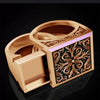 Wholesale Jewelry Retro Geometric Hollow Copper Ring Set With Electroplating