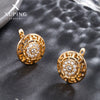 Wholesale Jewelry Retro Geometric Pattern Diamondinlaid Alloy Goldplated Earrings For Women