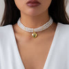 Wholesale Jewelry Retro Geometric Pearl Beaded Multilayer Pendant Necklace For Women