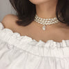 Wholesale Jewelry Retro Geometric Pearl Beaded Multilayer Pendant Necklace For Women