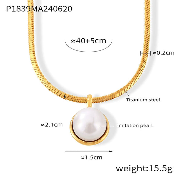 Wholesale Jewelry Retro Geometric Snake Bone Chain 316L Stainless Steel Necklace With Inlay Beads Tiger Eye Stone Pendant And Electroplating Design