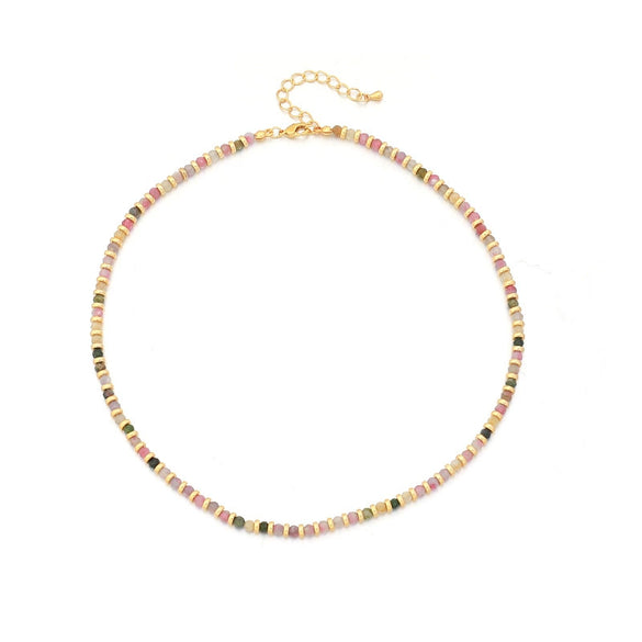 Wholesale Jewelry Retro Geometric Stainless Steel Beaded Necklace For Women With Electroplating