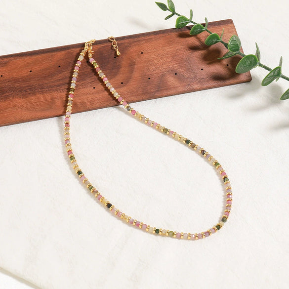 Wholesale Jewelry Retro Geometric Stainless Steel Beaded Necklace For Women With Electroplating