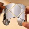 Wholesale Jewelry Retro Geometric Stainless Steel Titanium Steel Nonfading Bracelet With Gold And Silver Stitching Design And Electroplating Processing