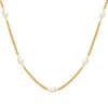 Wholesale Jewelry Retro Geometric Style Freshwater Pearl Titanium Steel Doublesided Grinding Chain Necklace