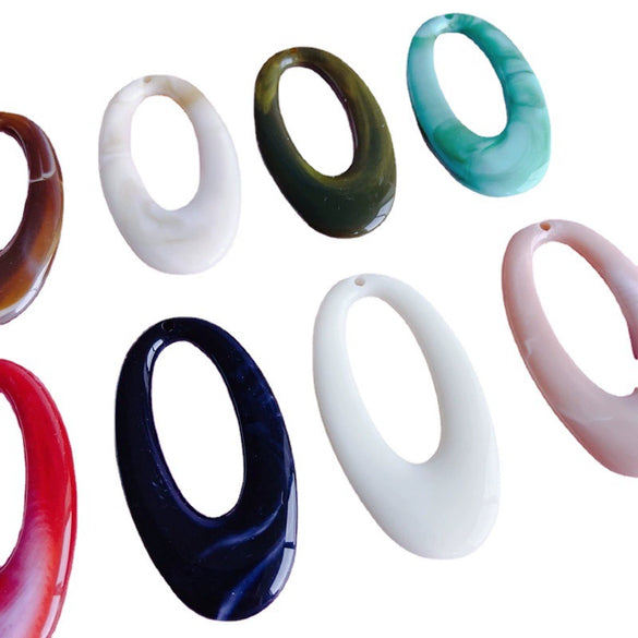 Wholesale Jewelry Retro Geometric Style Oval Hollow Plastic Resin Pendant Earrings