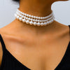 Wholesale Jewelry Retro Geometric Style Pearl Beaded Multilayered Necklace For Women