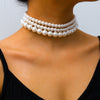 Wholesale Jewelry Retro Geometric Style Pearl Beaded Multilayered Necklace For Women