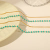 Wholesale Jewelry Retro Geometric Style Titanium Steel Gold Plated Natural Turquoise Handmade Beaded Double Layer Necklace For Women