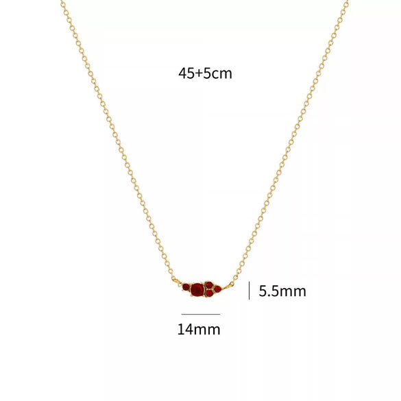Wholesale Jewelry Retro Geometric Style Twelve Birthstone Titanium Steel Electroplated Ochain Pendant Necklace For Women