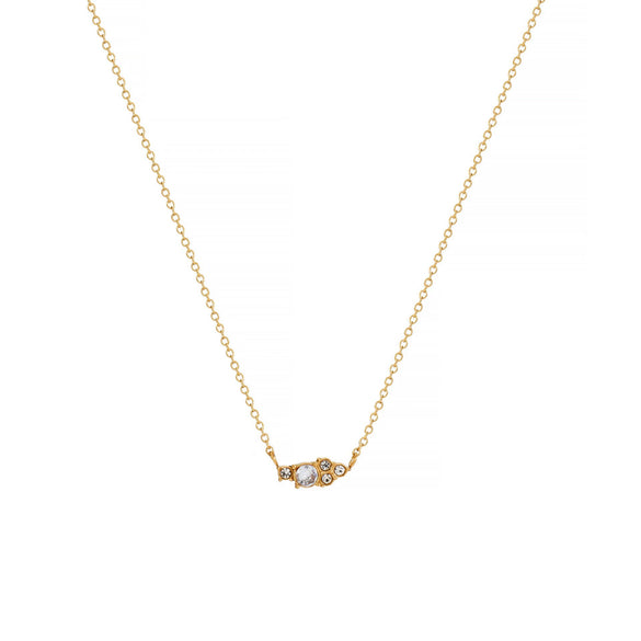 Wholesale Jewelry Retro Geometric Style Twelve Birthstone Titanium Steel Electroplated Ochain Pendant Necklace For Women