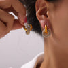 Wholesale Jewelry Retro Geometric 316L Stainless Steel Gold Plated Diamond Round Earrings For Women