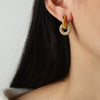 Wholesale Jewelry Retro Geometric 316L Stainless Steel Gold Plated Diamond Round Earrings For Women