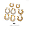Wholesale Jewelry Retro Geometric 316L Stainless Steel Gold Plated U Shaped Diamond Earrings For Women