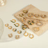 Wholesale Jewelry Retro Geometric 316L Stainless Steel Gold Plated U Shaped Diamond Earrings For Women