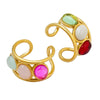 Wholesale Jewelry Retro Geometric 316L Stainless Steel 18K Gold Plated Opening Ring For Women