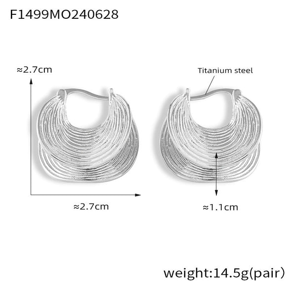 Wholesale Jewelry Retro Geometric 316L Stainless Steel Ushaped Electroplated Earrings