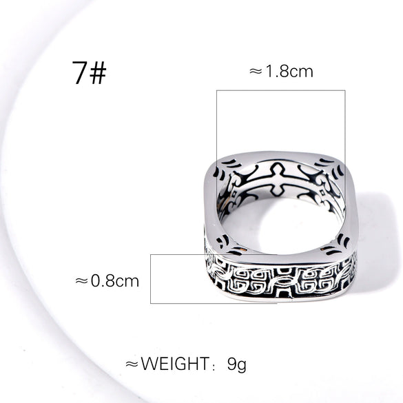 Wholesale Jewelry Retro Geometric Ushaped Titanium Steel Ring Handmade With Electroplating