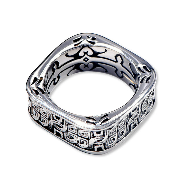 Wholesale Jewelry Retro Geometric Ushaped Titanium Steel Ring Handmade With Electroplating