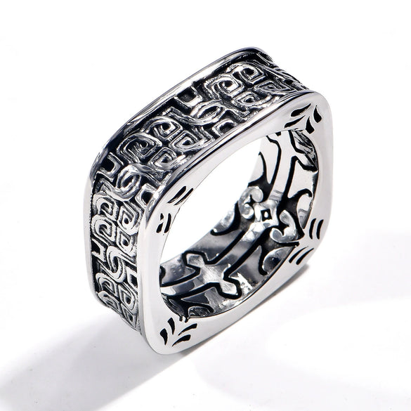 Wholesale Jewelry Retro Geometric Ushaped Titanium Steel Ring Handmade With Electroplating