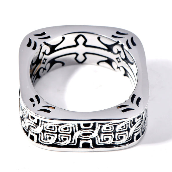 Wholesale Jewelry Retro Geometric Ushaped Titanium Steel Ring Handmade With Electroplating