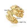Wholesale Jewelry Retro Hammered Ball Ring Copper With Pearl Setting And Geometric Star Pattern For Women