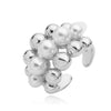 Wholesale Jewelry Retro Hammered Ball Ring Copper With Pearl Setting And Geometric Star Pattern For Women