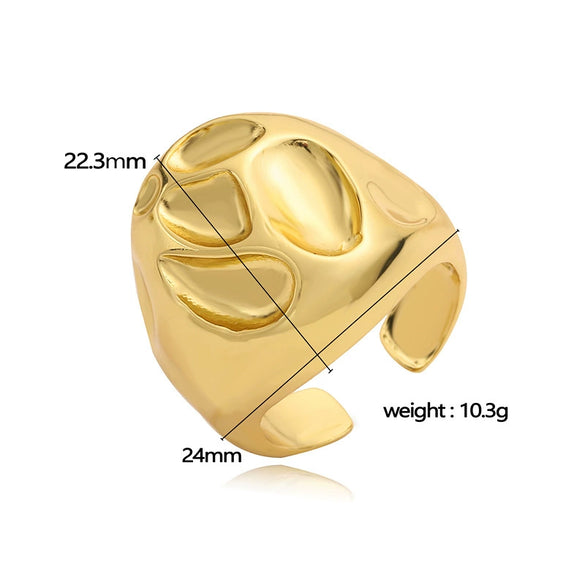 Wholesale Jewelry Retro Hammered Ball Ring Copper With Pearl Setting And Geometric Star Pattern For Women