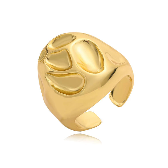 Wholesale Jewelry Retro Hammered Ball Ring Copper With Pearl Setting And Geometric Star Pattern For Women