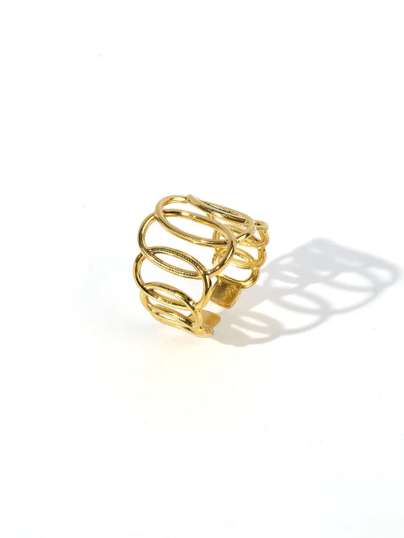 Wholesale Jewelry Retro Heart Shape Solid Color 304 Stainless Steel Open Rings