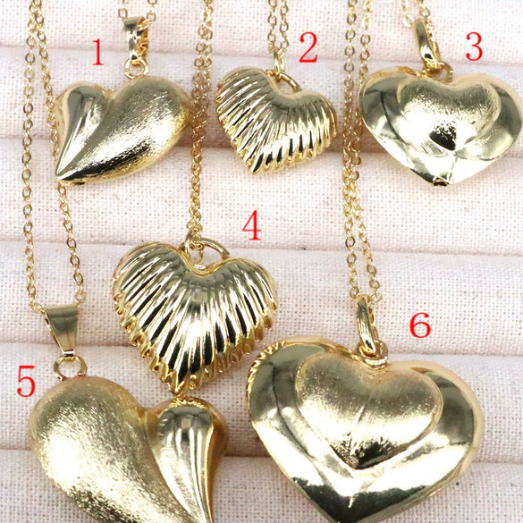 Wholesale Jewelry Retro Heartshaped Copper Water Wave Chain Necklace With Mixed Gem Inlay And Electroplating