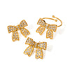 Wholesale Jewelry Retro Highend Stainless Steel Bow Rhinestone Earrings For Women With Electroplating