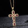 Wholesale Jewelry Retro Hip Hop Cross Copper Electroplating Geometric Pendant Necklace With O Word Chain For Men And Women