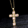 Wholesale Jewelry Retro Hip Hop Cross Copper Electroplating Geometric Pendant Necklace With O Word Chain For Men And Women