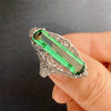 Wholesale Jewelry Retro Hollow Geometric Pattern Green Zircon Copper Ring For Women
