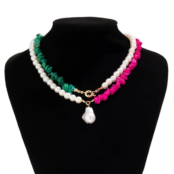 Wholesale Jewelry Retro Imitation Pearl Geometric Pattern Handmade Necklace