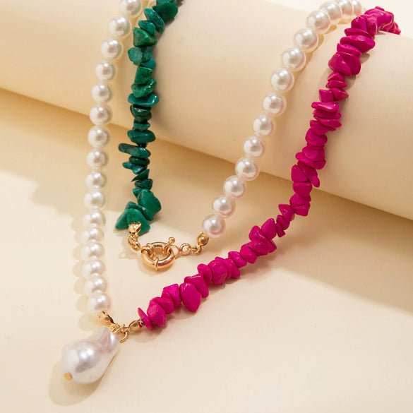 Wholesale Jewelry Retro Imitation Pearl Geometric Pattern Handmade Necklace
