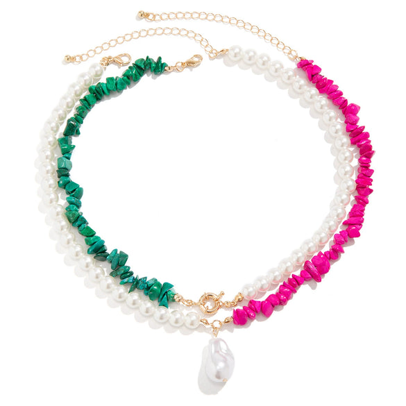 Wholesale Jewelry Retro Imitation Pearl Geometric Pattern Handmade Necklace
