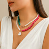 Wholesale Jewelry Retro Imitation Pearl Geometric Pattern Handmade Necklace