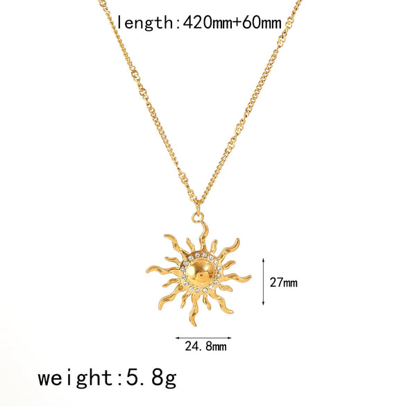 Wholesale Jewelry Retro Ins Style Stainless Steel And Titanium Steel Earrings Bracelet Pendant Necklace With Stars Sun Moon Clouds Universe Pattern Electroplating For Women
