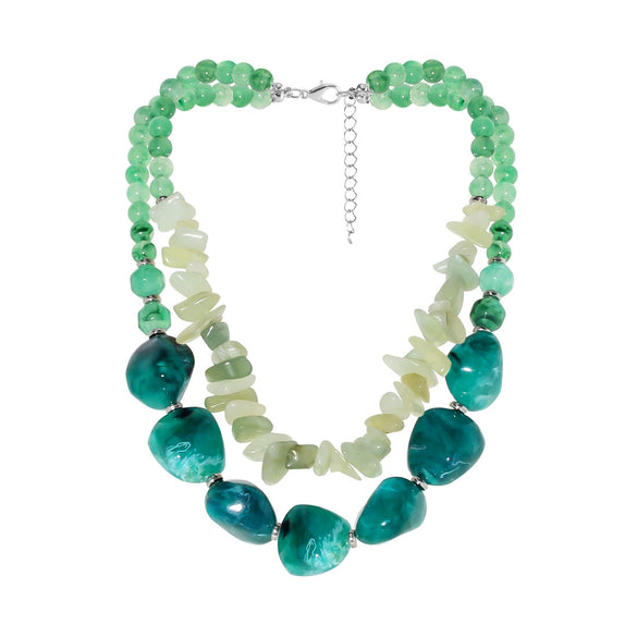 Wholesale Jewelry Retro Irregular Geometric Plastic Resin Organic Glass Beaded Necklace With Electroplating