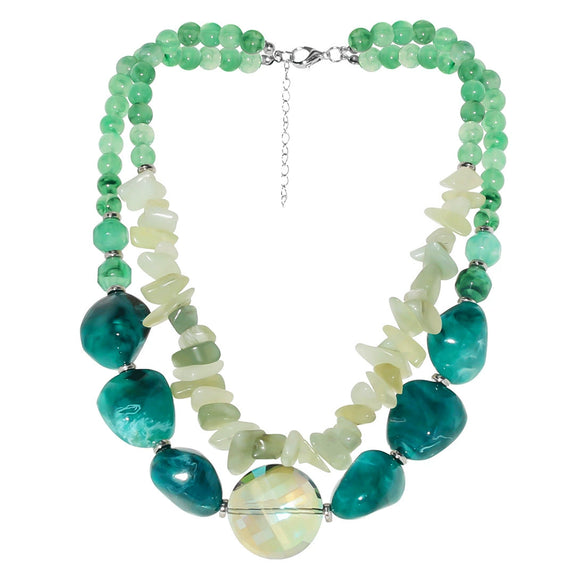 Wholesale Jewelry Retro Irregular Geometric Plastic Resin Organic Glass Beaded Necklace With Electroplating