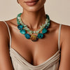 Wholesale Jewelry Retro Irregular Geometric Plastic Resin Organic Glass Beaded Necklace With Electroplating
