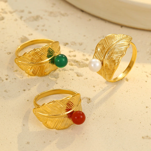 Wholesale Jewelry Retro Light Luxury Stainless Steel Geometric Ring With Electroplating