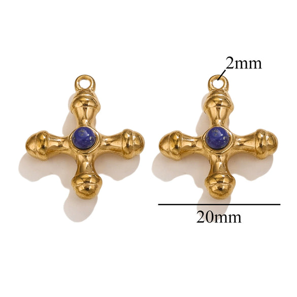 Wholesale Jewelry Retro Light Luxury Tiger Eye Stone Cross Pendant Titanium Steel Chain