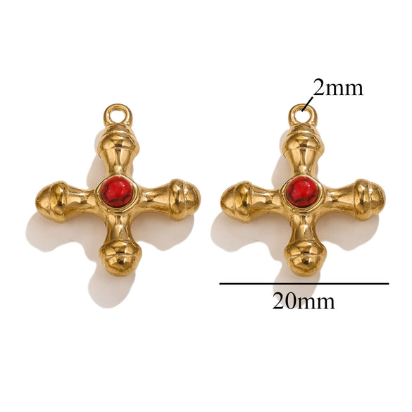 Wholesale Jewelry Retro Light Luxury Tiger Eye Stone Cross Pendant Titanium Steel Chain