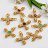 Wholesale Jewelry Retro Light Luxury Tiger Eye Stone Cross Pendant Titanium Steel Chain