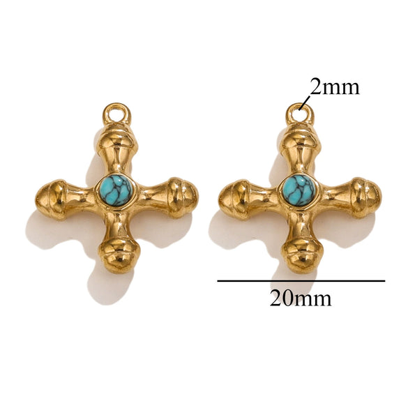 Wholesale Jewelry Retro Light Luxury Tiger Eye Stone Cross Pendant Titanium Steel Chain